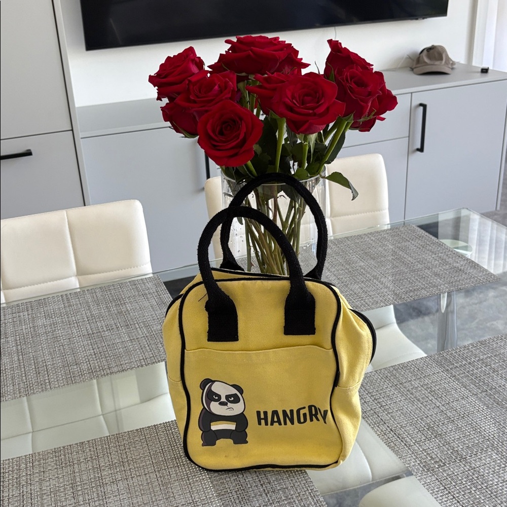 Yellow Hangry Panda lunch Bag